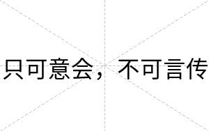 只可意会，不可言传