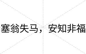 塞翁失马，安知非福